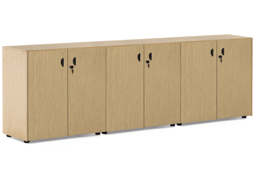 Шкаф 6 дверей, цвет светлый дуб + черный