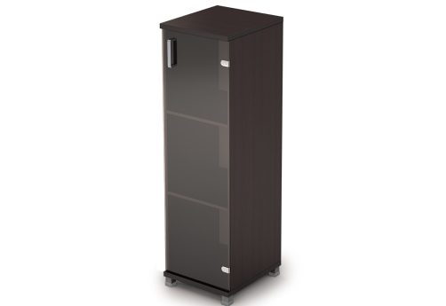 Шкаф средний узкий со стеклом Деко, цвет венге