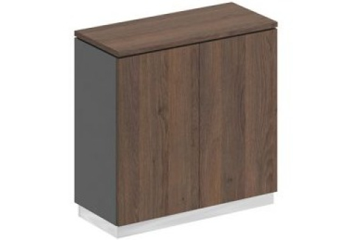 Шкаф для документов закрытый низкий Римини, цвет дуб темный + антрацит + дуб темный