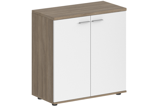 Шкаф низкий 2 двери с задней стенкой ЛДСП Индиго Вуд, цвет дуб темный + белый