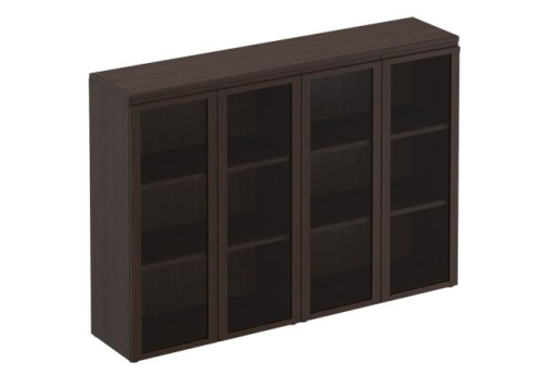 Шкаф для документов средний со стеклянными дверьми Фиеста, цвет дуб черный