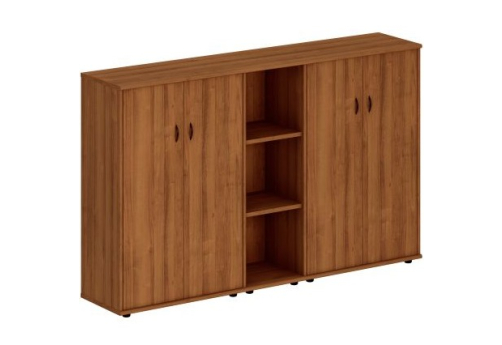 Шкаф комбинированный средний (закрытый + стеллаж узкий + закрытый) Мансберг, цвет орех