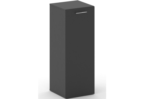 Шкаф узкий средний закрытый левый Квентин, цвет базальт + черный