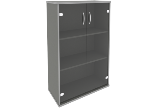 Шкаф средний со стеклом, цвет металлик