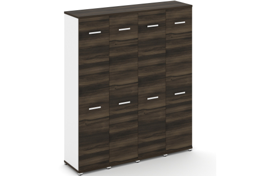 Шкаф четыре узкие секции 5 ниш (4 фасада ЛДСП, 4 ниши + 4 фасада ЛДСП, 1 ниша) Динен, цвет дуб мали-белый