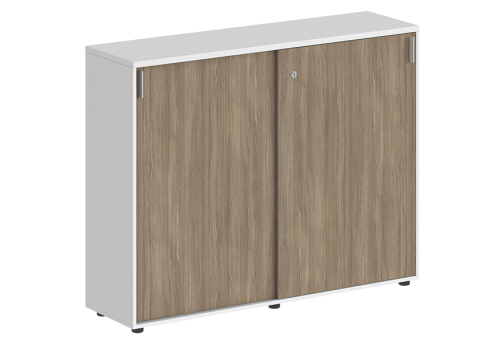 Шкаф-купе средний с замком Индиго Вуд, цвет белый + дуб темный