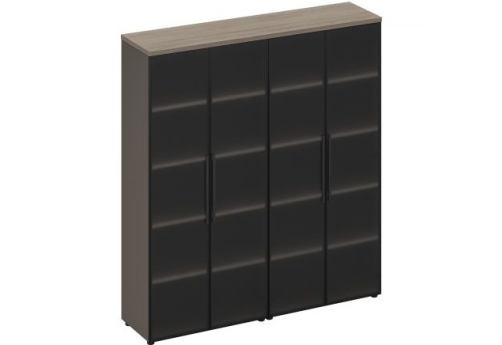 Шкаф для документов со стеклянными дверями Британия, цвет дуб + серый