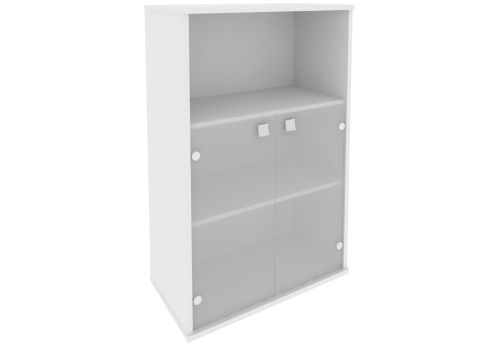 Шкаф средний широкий со стеклом (1 открытая полка), цвет белый