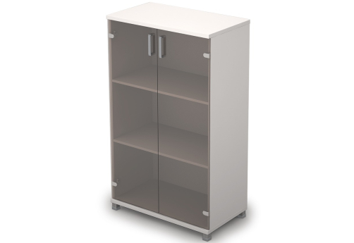 Шкаф средний широкий со стеклом Деко, цвет белый