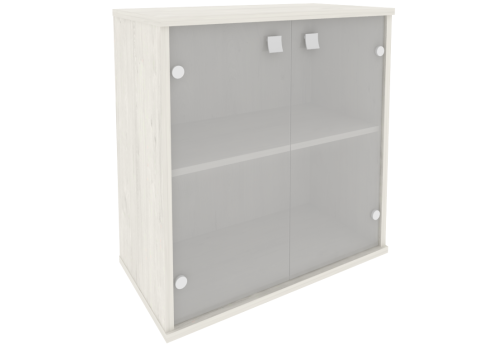 Шкаф низкий широкий со стеклом, цвет дуб наварра