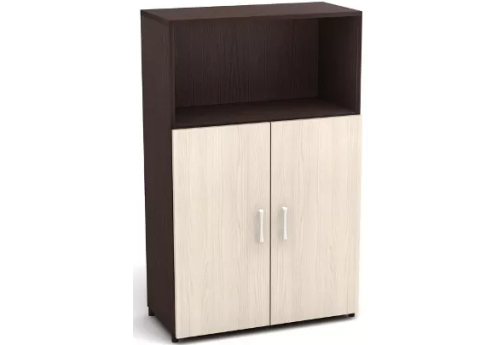 Шкаф низкий с открытой полкой, цвет дуб молочный + венге