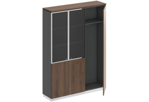 Шкаф комбинированный с гардеробом Римини, цвет дуб темный + антрацит + дуб темный