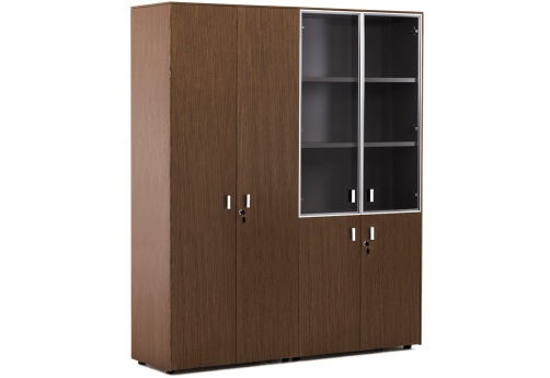Шкаф комбинированный с гардеробом, цвет орех + хром