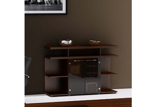 Шкаф низкий со стеклом Асти, цвет брауни