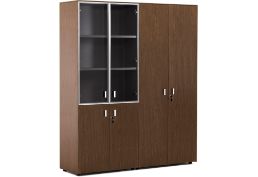 Шкаф комбинированный + для бумаг, цвет орех + хром