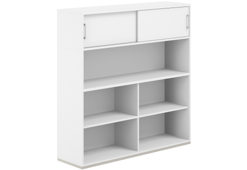 Стеллаж-комбо 1-сторонний с антресолью с экраном ЛДСП Фламинго, цвет белый