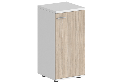Шкаф низкий с задней стенкой HDF правый Индиго Вуд, цвет белый + дуб светлый