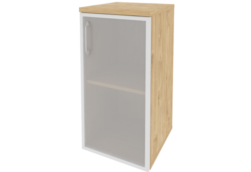 Шкаф низкий узкий правый со стеклом в раме, цвет тиквуд светлый