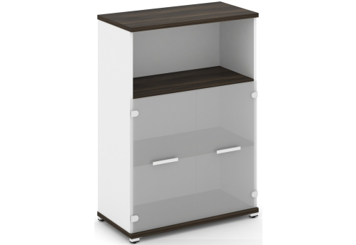 Шкаф одна широкая секции 3 ниши (2 фасада белое матовое, 2 ниши) Динен, цвет дуб мали-белый