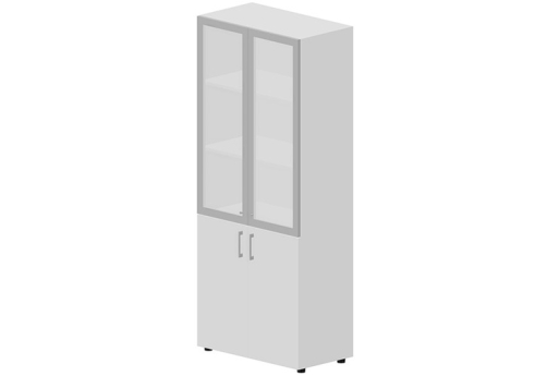 Шкаф высокий (3 полки под матовым стеклом в раме) Киви, цвет белый