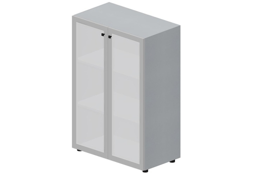 Шкаф средний с матовым стеклом в раме Кристо Директ, цвет титан