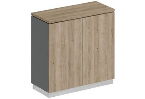 Шкаф для документов закрытый низкий Римини, цвет дуб светлый + антрацит + дуб светлый