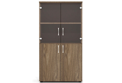 Шкаф средний широкий (2 низкие двери, со стеклом) Колибри, цвет палдао