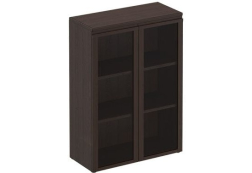 Шкаф для документов средний со стеклянными дверьми Фиеста, цвет дуб черный