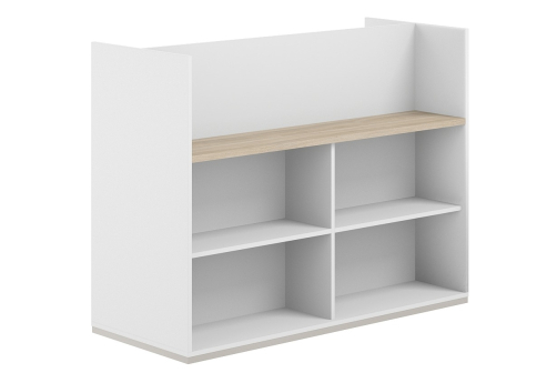 Стеллаж-комбо 2-сторонний с экраном ЛДСП Фламинго, цвет белый + акация