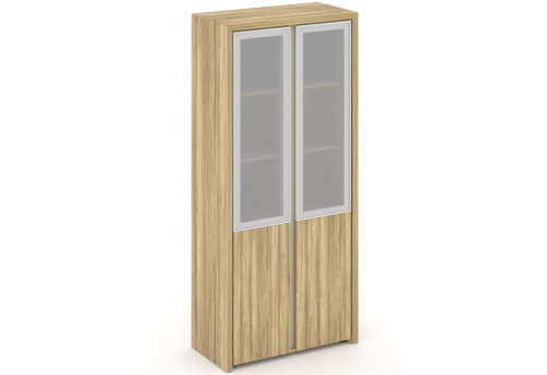 Шкаф для бумаг (3 полки под стеклом), цвет гикори