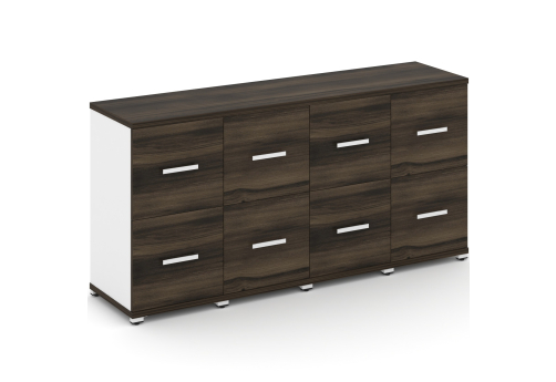 Шкаф четыре узкие секции 2 ниши (4 фасада ЛДСП, 1 ниша + 4 фасада ЛДСП, 1 ниша) Динен, цвет дуб мали-белый