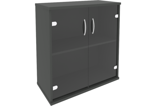 Шкаф низкий широкий (со стеклом) Нотте, цвет антрацит