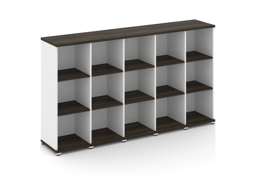 Стеллаж пять узких секций 3 ниши Динен, цвет дуб мали-белый