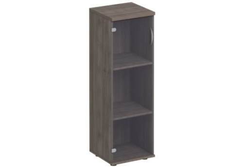 Шкаф для документов средний узкий с прозрачным стеклом Прайм, цвет шамони темный