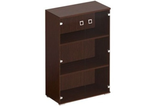 Шкаф для документов средний со стеклом Денвер, цвет венге