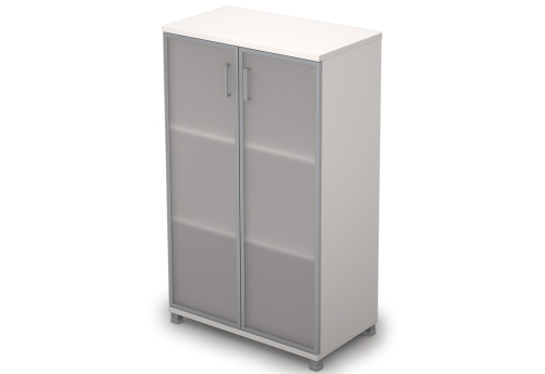 Шкаф средний широкий со стеклом в раме Деко, цвет белый