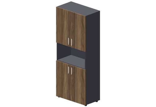 Шкаф высокий с нишей Кристо Директ, цвет орех + антрацит