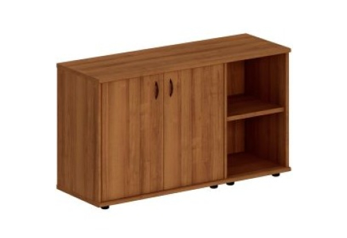 Шкаф комбинированный низкий (закрытый + стеллаж узкий) Мансберг, цвет орех