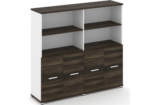 Шкаф две широкие секции 4 ниши (4 фасада ЛДСП, 2 ниши) Динен, цвет дуб мали-белый