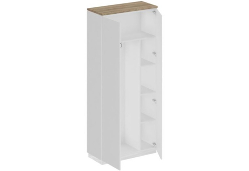 Шкаф для одежды с дополнением Римини, цвет дуб светлый + белый + белый