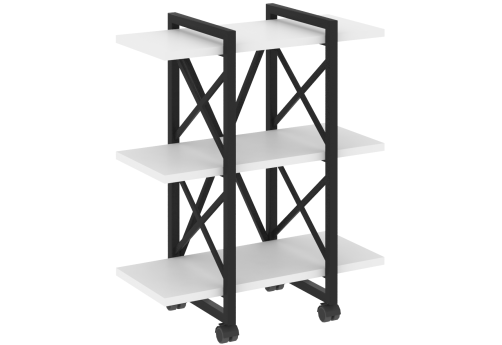 Стеллаж на колесных опорах Европа, цвет белый бриллиант + черный