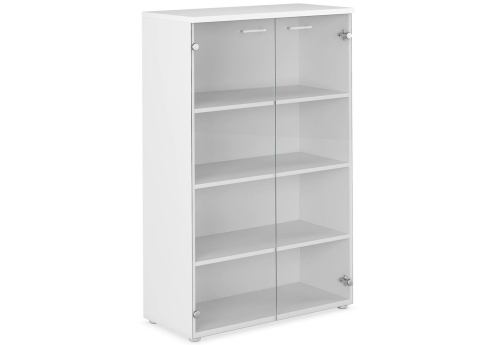 Шкаф средний со стеклом Алмонд, цвет белый