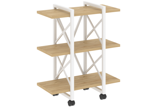 Стеллаж на колесных опорах Европа, цвет тиквуд светлый + белый