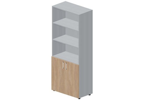 Шкаф высокий (3 открытые полки) Кристо Директ, цвет светлый дуб + титан