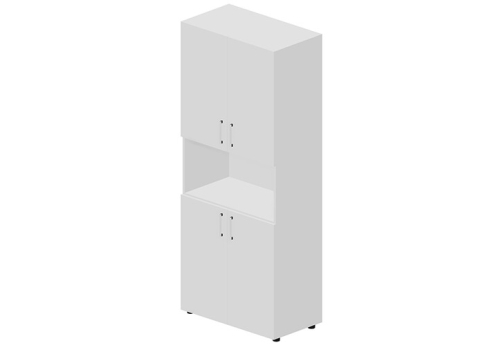 Шкаф высокий с нишей Кристо Директ, цвет белый + белый