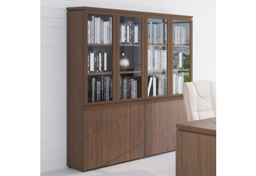 Шкаф для документов со стеклянными дверьми Фиеста, цвет орех