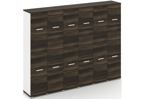 Шкаф шесть узких секций 5 ниш (6 фасадов ЛДСП, 3 ниши + 6 фасадов ЛДСП, 2 ниши) Динен, цвет дуб мали-белый