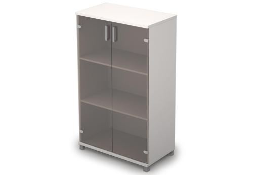 Шкаф средний широкий со стеклом, цвет белый