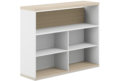 Стеллаж-комбо 1-сторонний с топом с экраном тканевым низким Фламинго, цвет белый + акация + бежевый