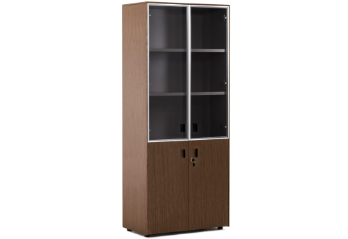 Шкаф комбинированный, цвет орех + черный